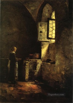 Theodore Clement Steele Painting - A Corner in the Old Kitchen of the Mittenheim Cloister Impressionist Theodore Clement Steele